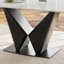 63-95" Modern Extendable Dining Table,White Glossy Sintered Stone Table top, Black Carbon Steel Base for 4-10