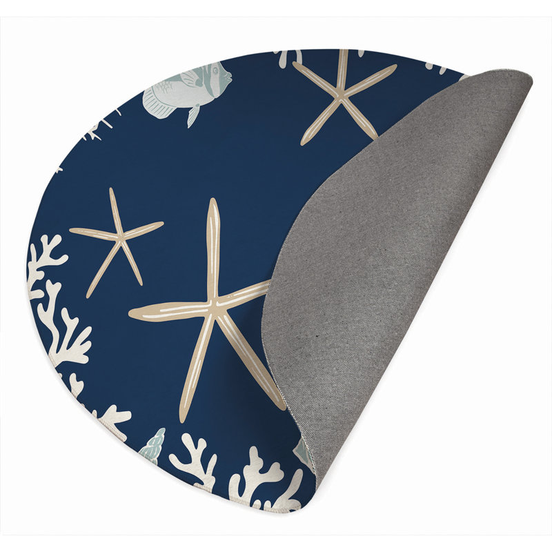 Tapis d'extérieur Coral & Seahorse, Rond 5 pi