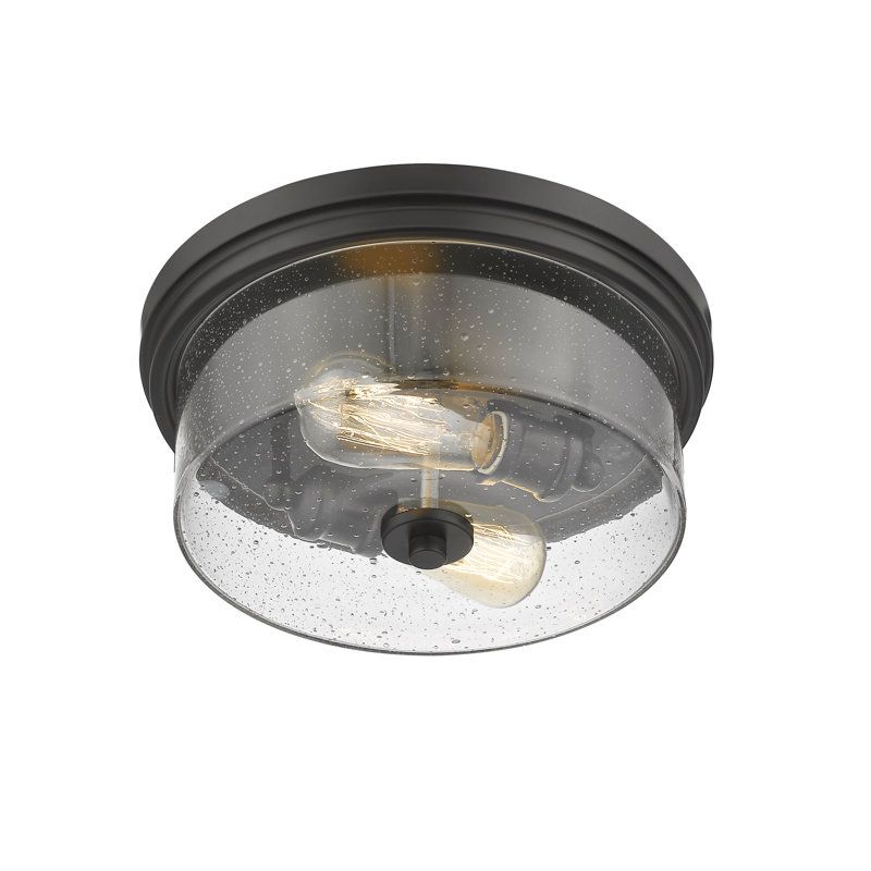 Masham Glass Flush Mount, Matte Black