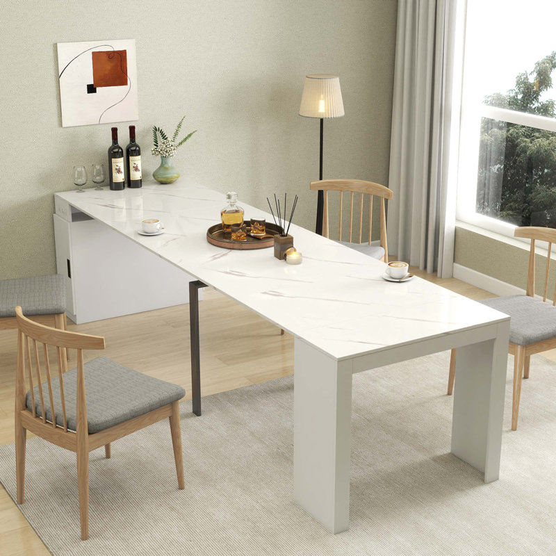 Table de salle à manger extensible moderne et multifonctionnelle avec prise et rangement pour les fêtes, les mariages, les réunions et les célébrations
