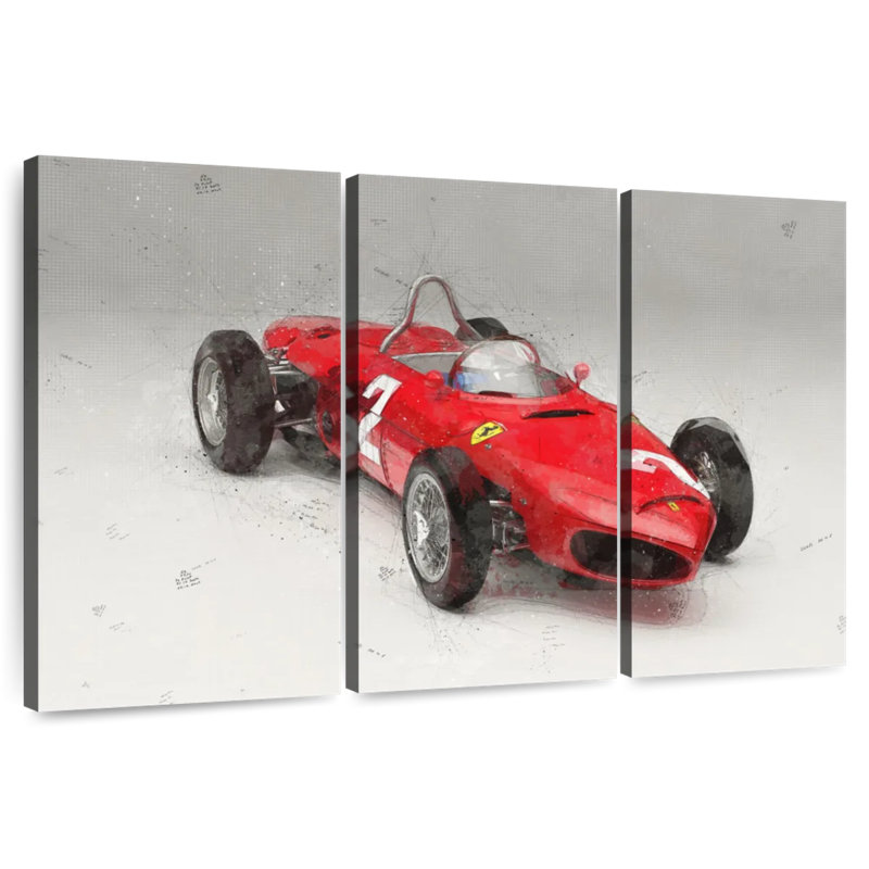 Ferrari 156 Sharknose Car Three-Quarter View, 48" H x 74" W