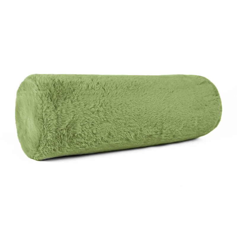 Faux Fur Neckroll Polyester Throw Pillow, Vert