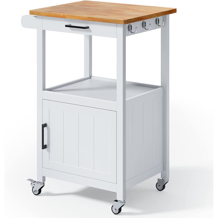 Bushore Rolling Kitchen Cart with Solid + Manufactured Wood Top