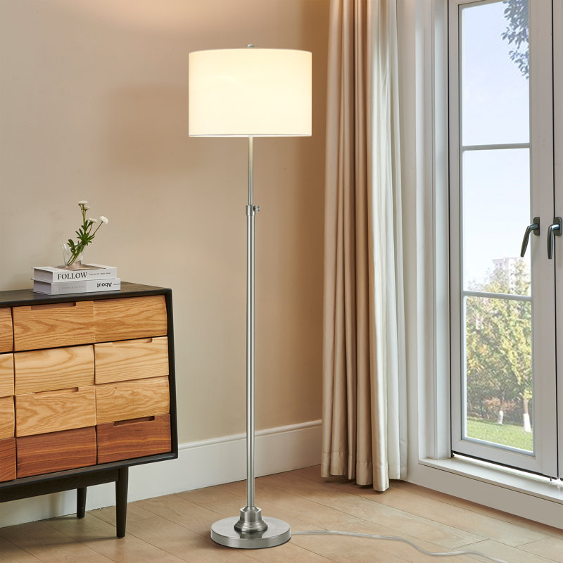 Lampe sur pied réglable 64,5 po, Nickel brossé