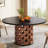 47-Inch Round Farmhouse Circle Kitchen Dining Room Table for 4-6 People Wood Rectangular Block Base