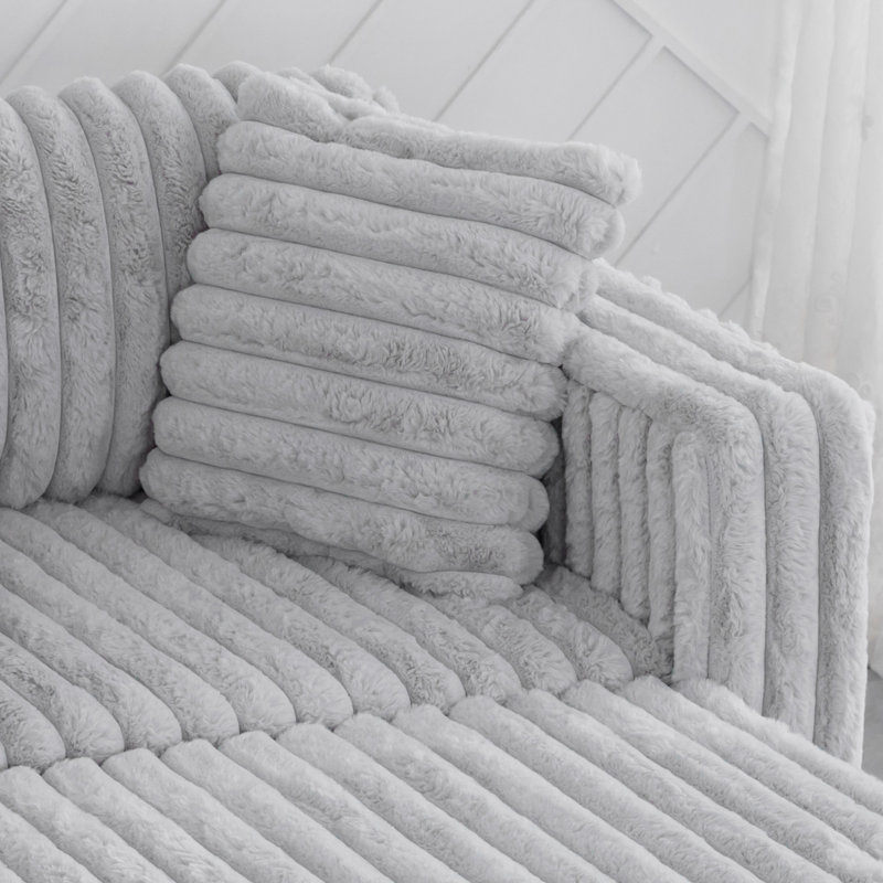 Canapé modulaire en L avec coussins, Microfibre gris clair
