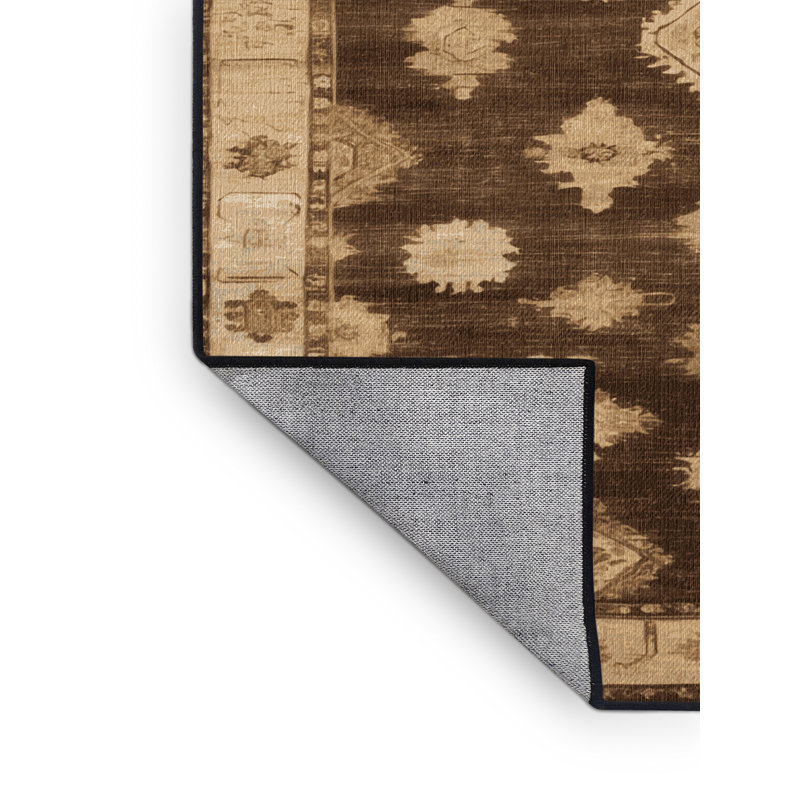 Tapis brun lavable à la machine, Carré 4 pi
