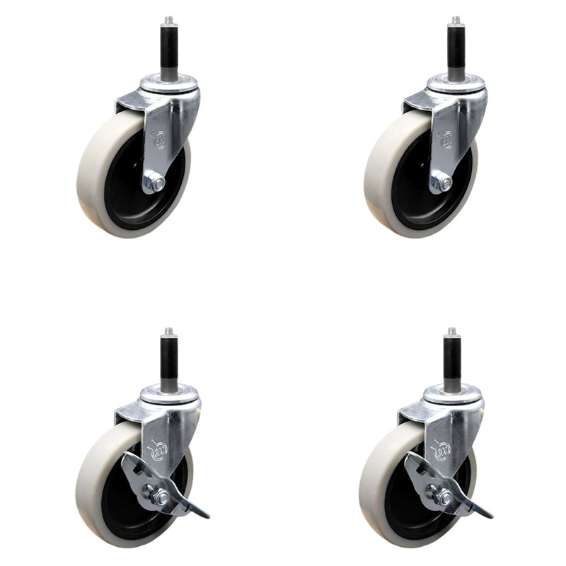 Thermoplastic Expanding Stem Caster Set with 2 Brakes