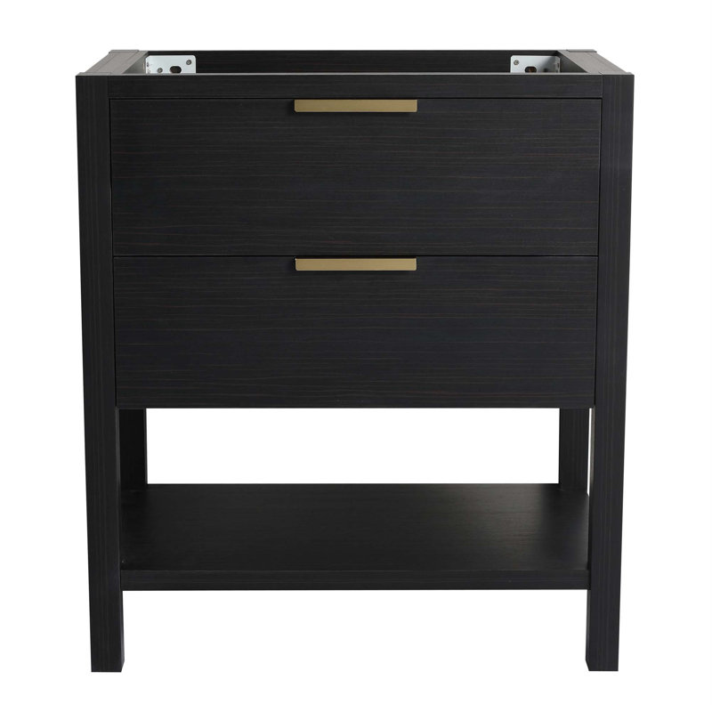 Meuble-lavabo avec 2 tiroirs, tablette ouverte, Noir, noir, noir, noir