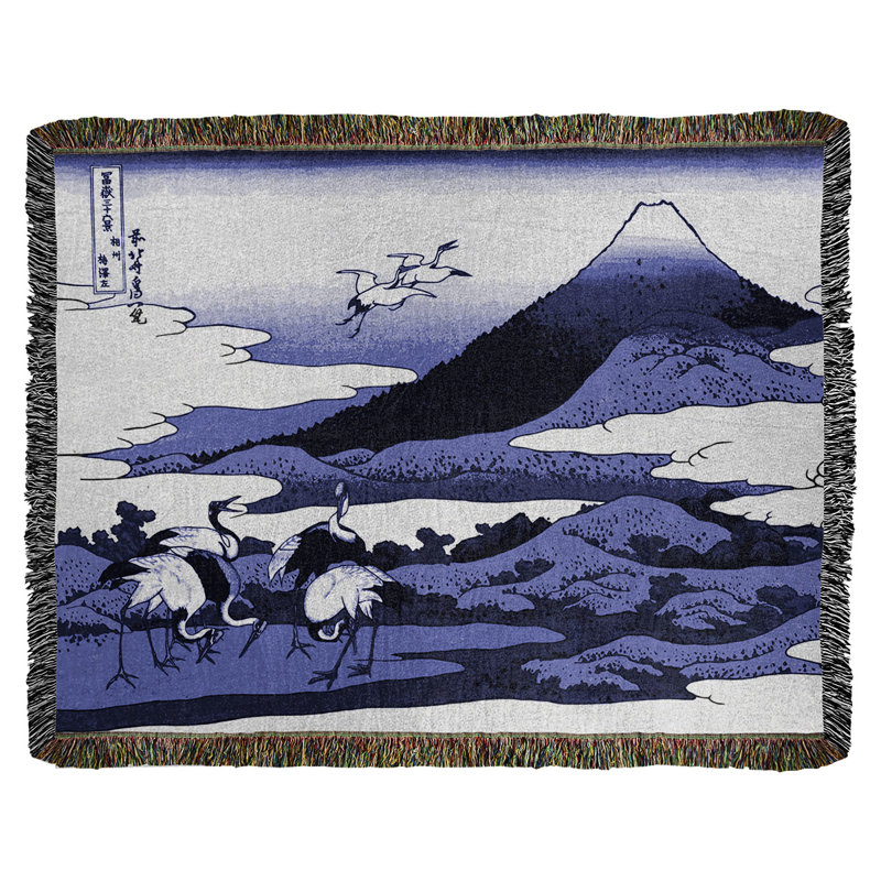 Jeté en coton pour grues japonaises lourdes, Bleu/noir