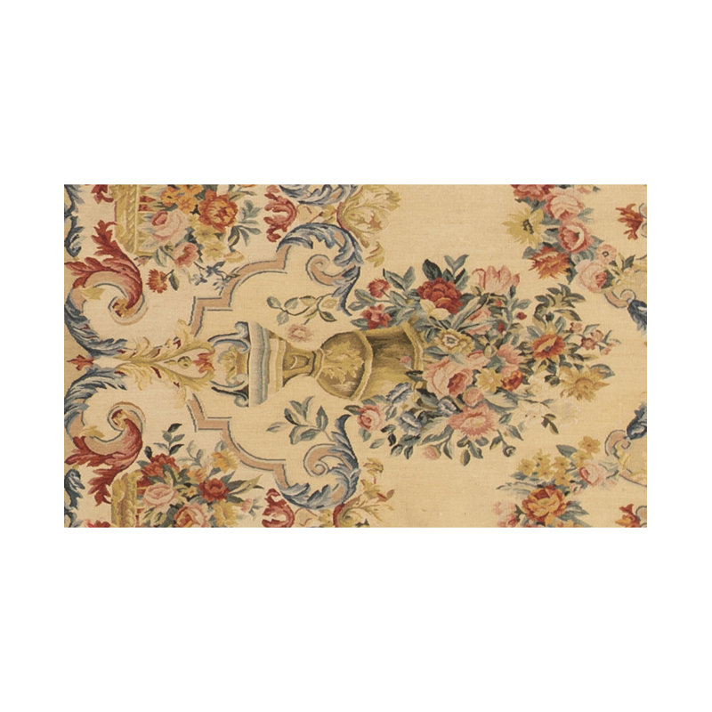 Hand-Knotted High-Quality Cream and Blue Area Rug