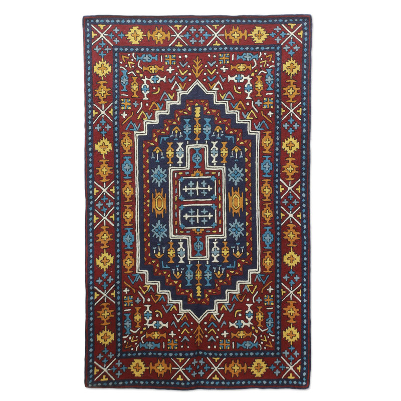 Tapis bleu / bourgogne Sandston