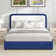 Bed Frame, Upholstered Platform Bed with Curved Headboard, Classic Color-Block Design, Soft Rounded Corners, No Box Spring Required, Easy Assembly