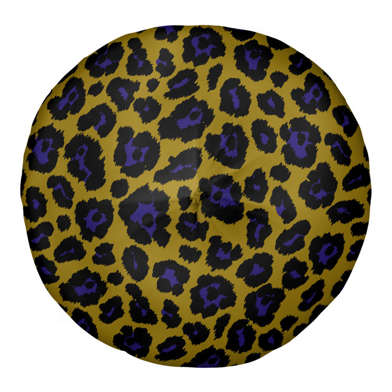 Housse et insert de coussin touffeté rond, Or/ noir / violet, H 26 po x l 26 po x P 4 po
