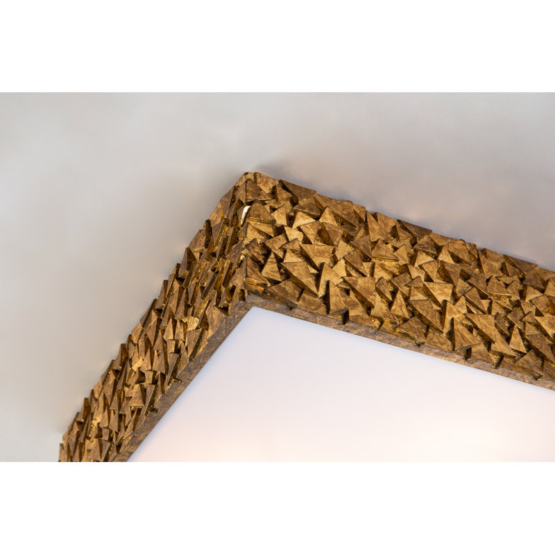 Mosaic Square 3-Light Flush In Gold, Gold