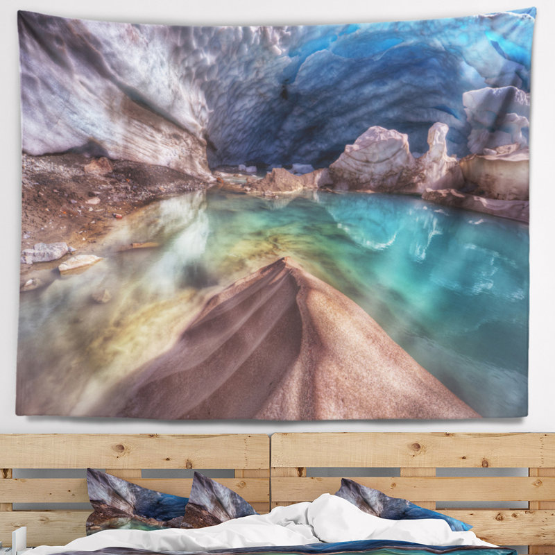 Tapisserie glacier de couleur paysage, H 32 po x l 39 po
