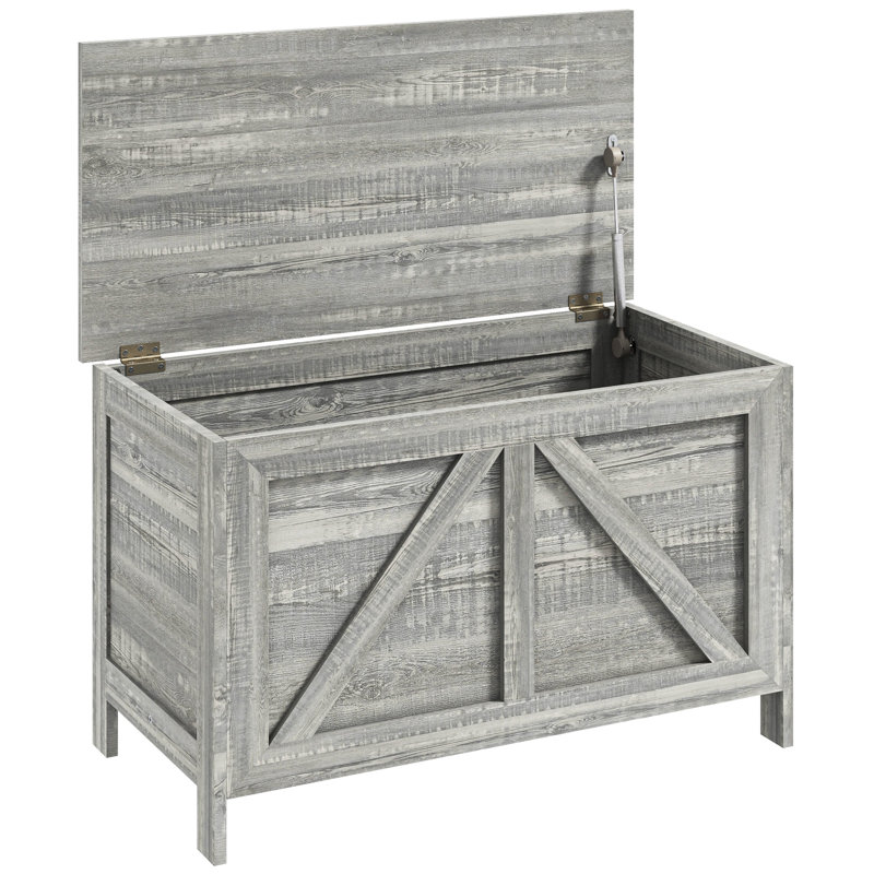 Coffre de rangement de 30 po à capacité généreuse de grain de bois gris pour chambre à coucher et plus encore