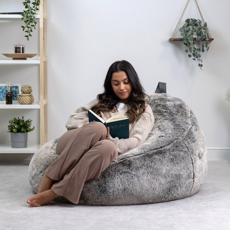 Fluffy Bean Rectangular Bean Bag Chair Sheepskin Beanbag, Giant