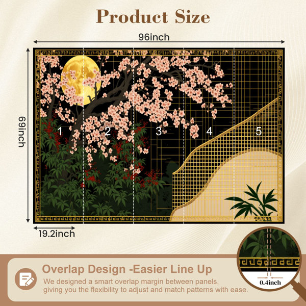 Red Barrel Studio Chinoiserie Peel and Stick Wallpaper Cherry Blossom ...