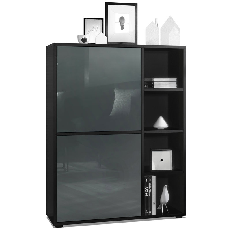 Mccafferty 79cm Sideboard, Black Matt/Grey High Gloss