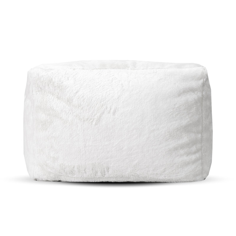 Pouf carré en fausse fourrure de lapin Pielle - gris, Blanc