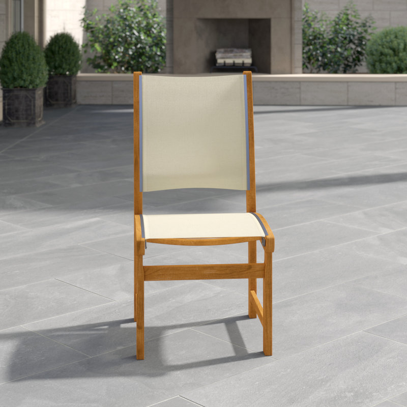 St. Tropez Teak Patio Dining Side Chair, Sand