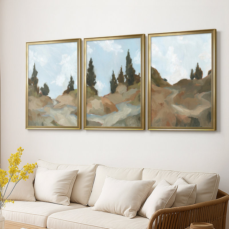 Toile de randonnée West Fourche I - Toile tendue avec châssis sur mesure - 3 pièces, H 21 po x l 30 po, Doré
