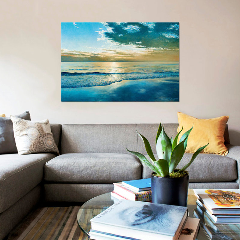 «Amelia Island Dawn», impression sur toile, H 18 po x l 26 po x P 1,5 po, Toile avec cadre noir, Pas de tapis