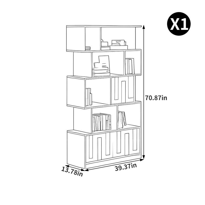 Majed, Gris, (4 tablettes) H 70,87 po x l 39,37 po x P 13,78 po
