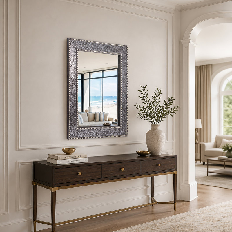 Miroir d'appoint Cima Crackle, Noir / gris