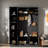 4-in-1 Tall Modern Hall Tree With Shoe Storage,  Cabinets, Coat Hooks, Metal Handles And Adjustable Shelves-2044300875