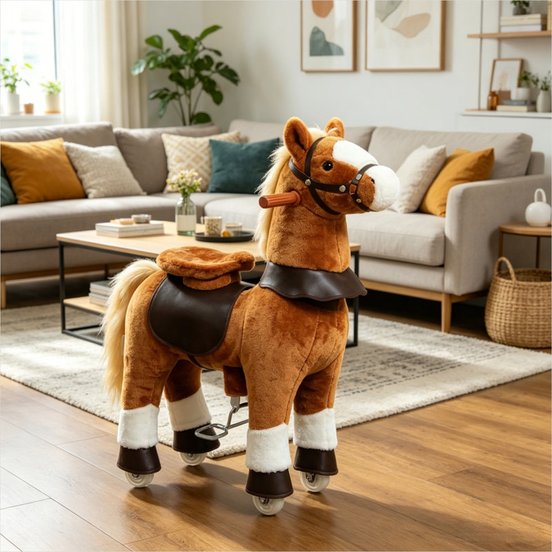 Les jouets pour bébé de 27,6 pouces de long montent sur un cadre, combinant un poney de 27,6 po x 11 po x 27,6 po et un cadre en acier