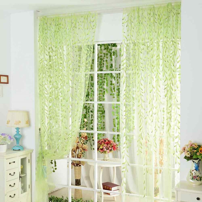 Dmarko Sheer Curtain Single Panel, Green, 39.4" W x 106" L