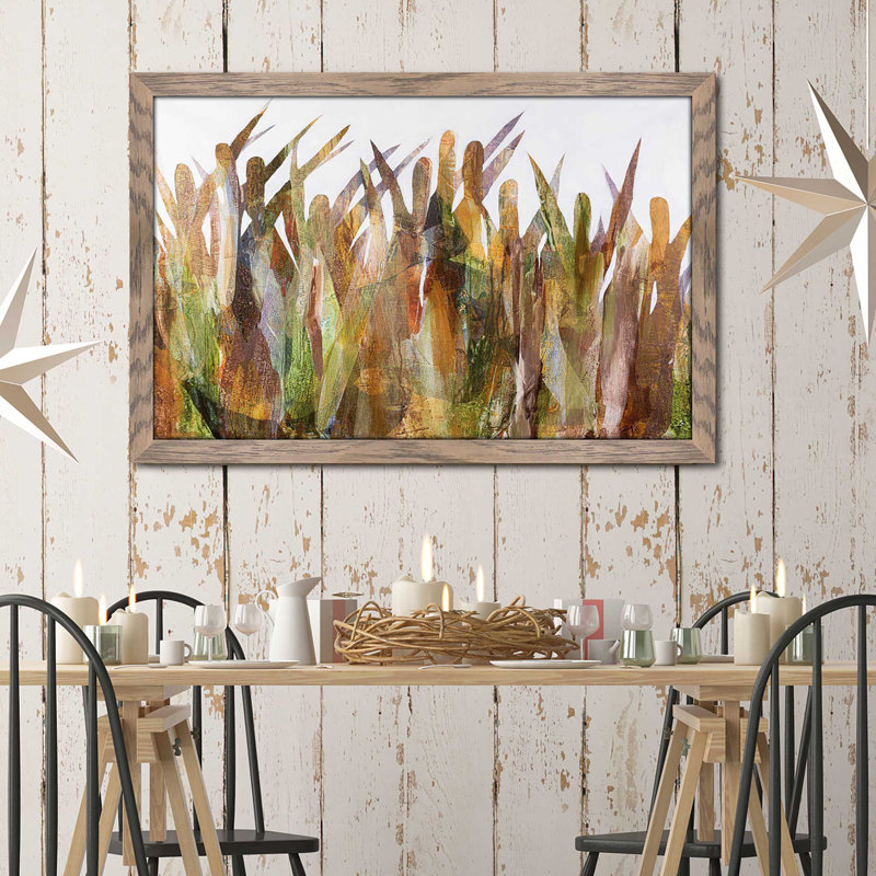Quenouilles II - Peinture, Cadre taupe délavé, H 33,5 po x l 49,5 po x P 1 po