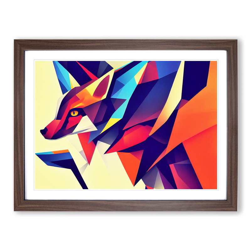 Dreamlike Abstract Fox - Single Picture Frame Print, Walnut Framed, 34cm H x 46cm W x 2cm D