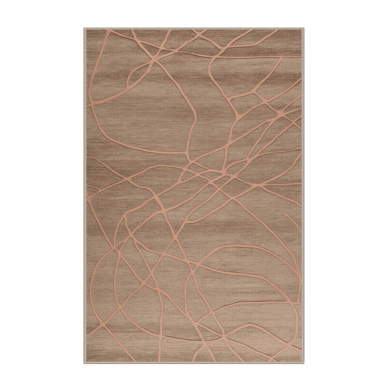 Machine Washable Abstract Brown Area Rug, Runner 2' x 4'