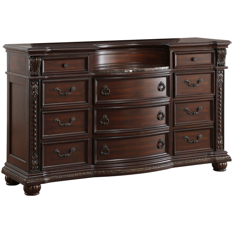 Commode 11 tiroirs Gethin, Cerise foncée