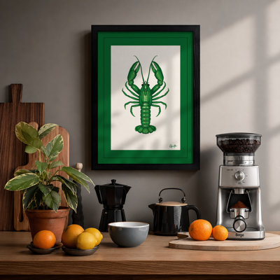 Green Lobster Study Botanical - Framed Print