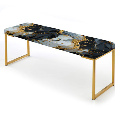 Gilded Gold And Black Luxe Marble Splendor - Marble Upholstered Gold Bench