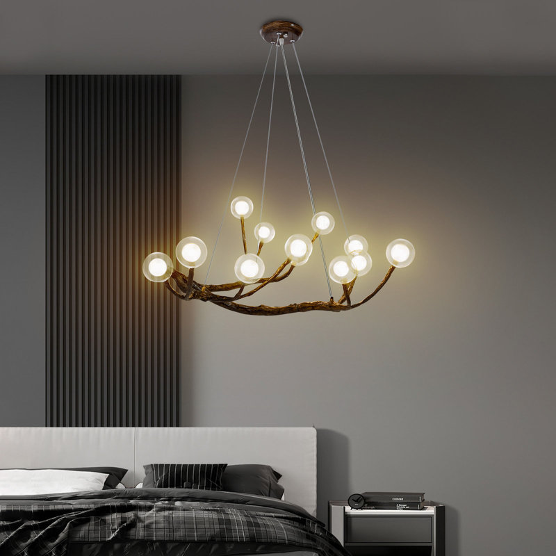 Lustre brun 12 lumières en résine