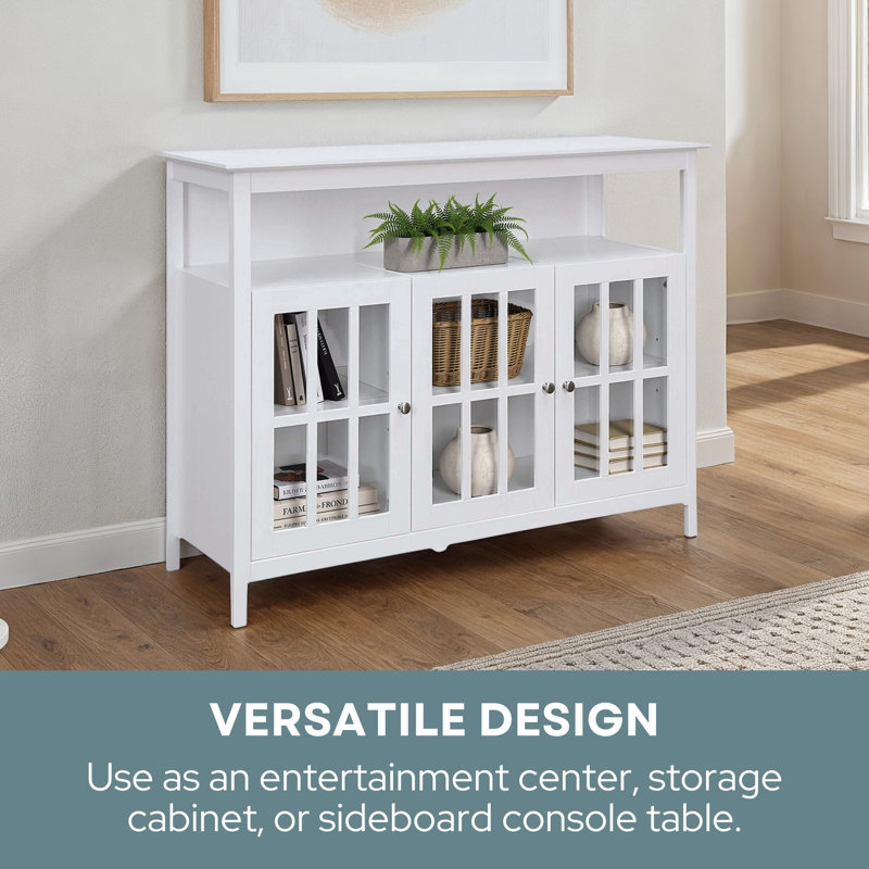 Bamard TV Stand with Storage Cabinets and Adjustable Shelves for TVs up to 55", White