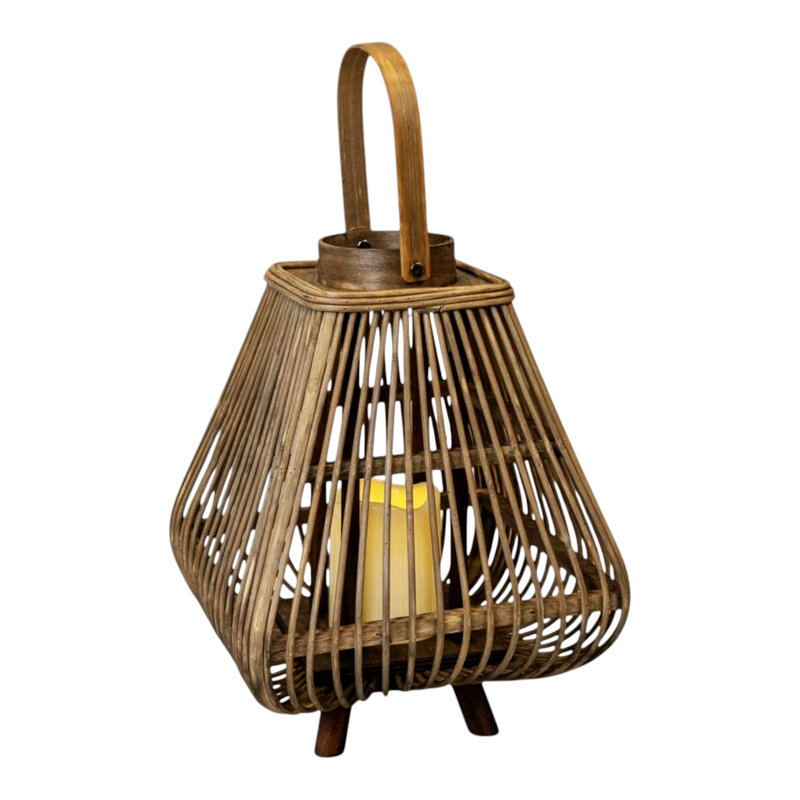 Small Bamboo Lantern with LED Candle