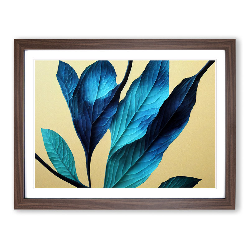 Brave Leaf - Single Picture Frame Painting, 46cm H x 64cm W x 2cm D, Walnut Framed