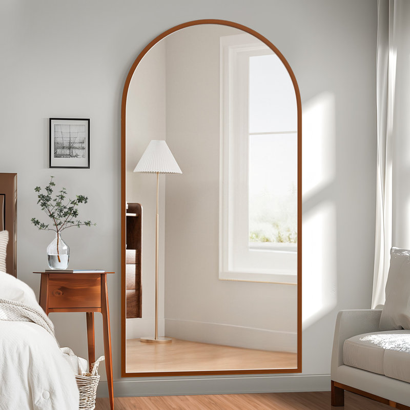 Arch Wood Mirror Full Length Mirror Wall Mirror, Walnut