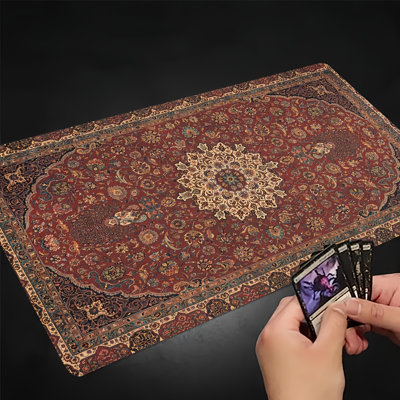 Tapis de jeu antidérapant en caoutchouc de style persan adapté aux jeux de cartes à collectionner et aux jeux de table - Sous-table de bureau persan compatible avec les joueurs de TCG, les collectionneurs de cartes, pour les tournois - 11,81 po x 27,56