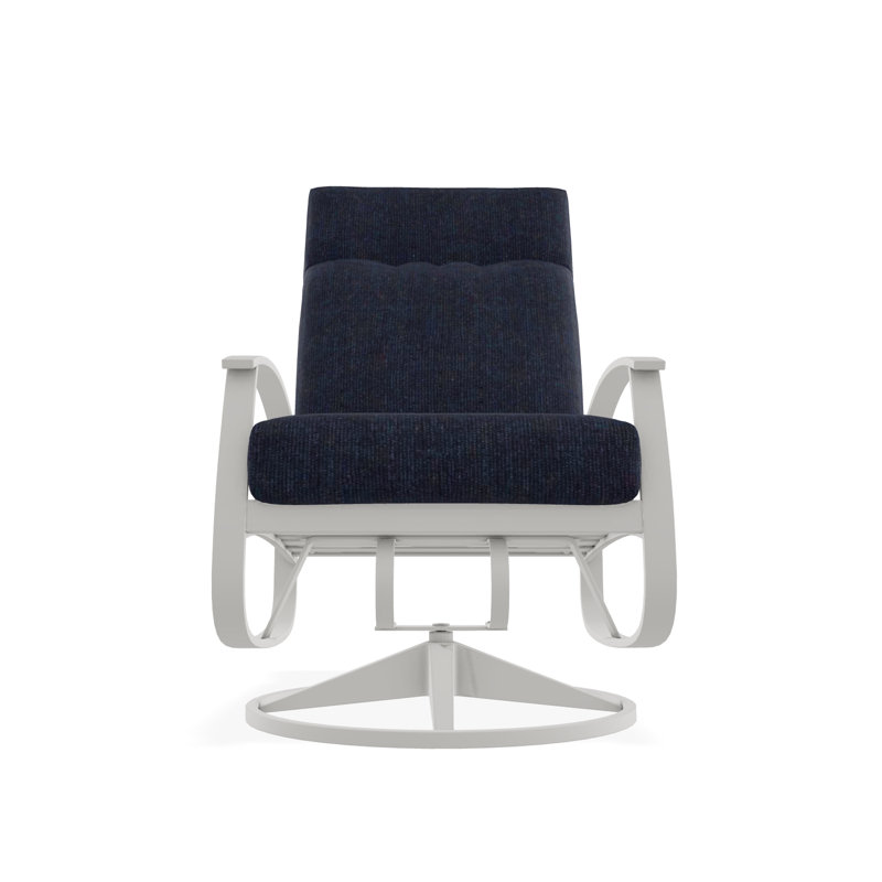 Chaise berçante pivotante à hauteur profonde et coussin Belle Isle, Neige, Étain