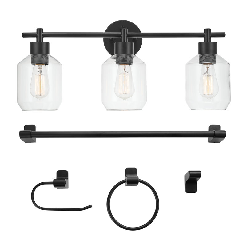 5-Piece Matte Brass All-In-One Bathroom Hardware Set, Matte Black