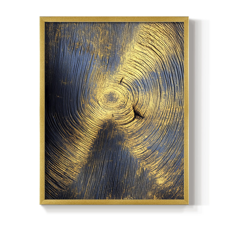 Impression abstraite encadrée «CDLV III» - prête à être accrochée - fabriquée aux États-Unis, H 10 po x l 8 po, Or