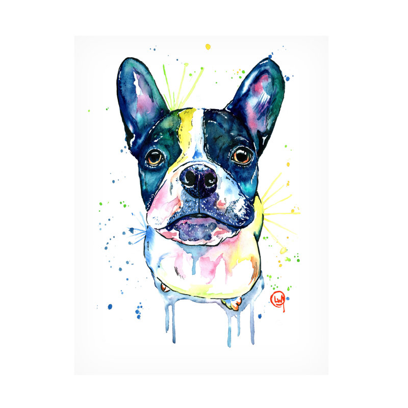 Lisa Whitehouse, art de bouledogue français sur toile, H 19 po x l 14 po