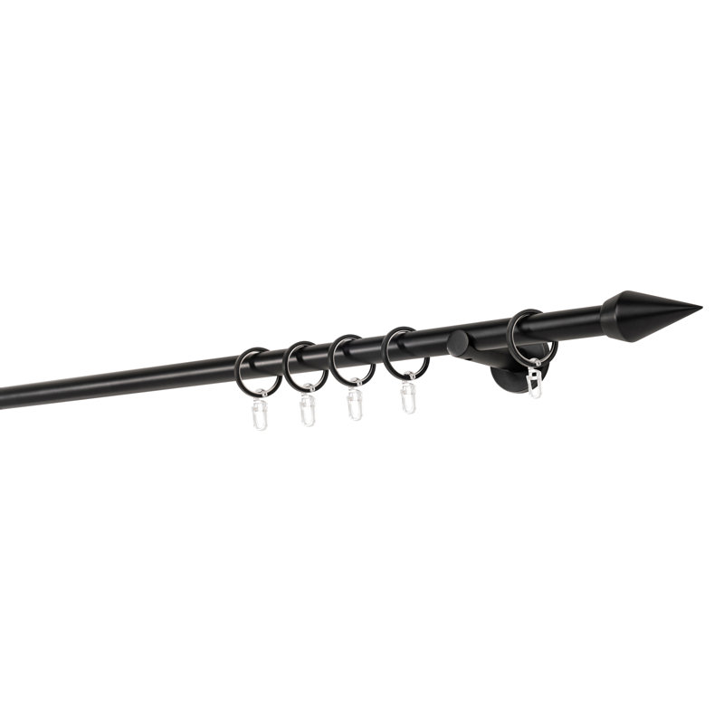 Single Curtain Pole, 2cm H x 250cm W x 6.5cm D, Black